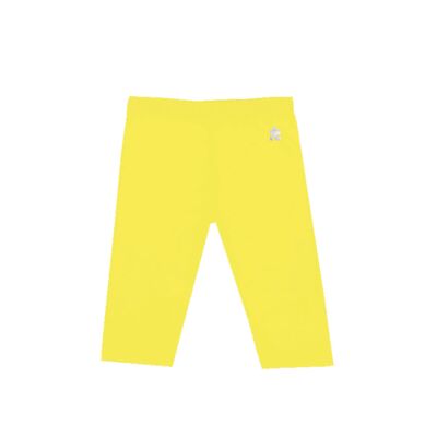 Leggings da bambina in jersey di cotone elasticizzato tinta unita, giallo