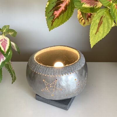 Night light in natural calabash gourd "Silver Stars"