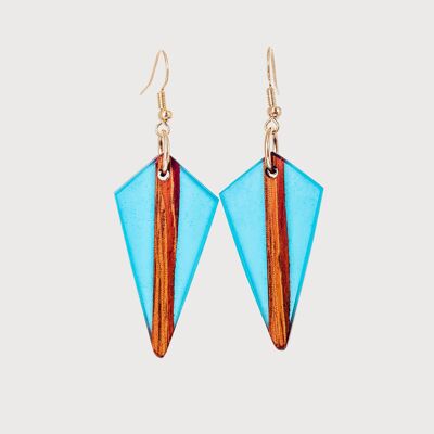 Alexa - | Boucles d’oreilles en bois et résine fabriquées à la main | Boucles d'oreilles