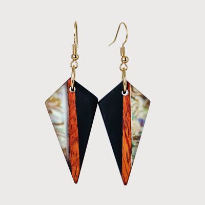 Alice - | Handcrafted Wood, Resin & Abalone Shell Earrings | Drop Earrings