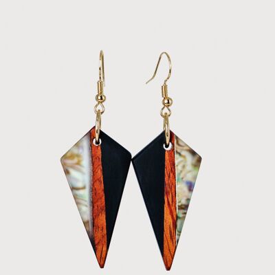Alice - | Handcrafted Wood, Resin & Abalone Shell Earrings | Drop Earrings