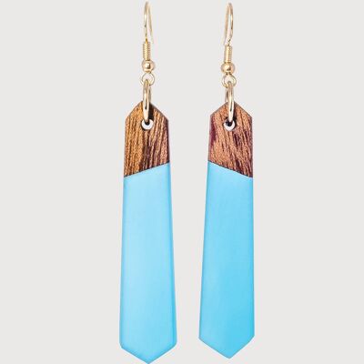 Blaue Brise - | Handgefertigte Ohrringe aus Holz und Harz | Tropfenohrringe