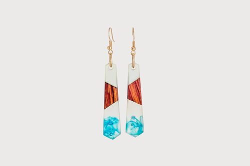 Blue Swirl - | Handcrafted Wood & Resin Earrings | Drop Earrings