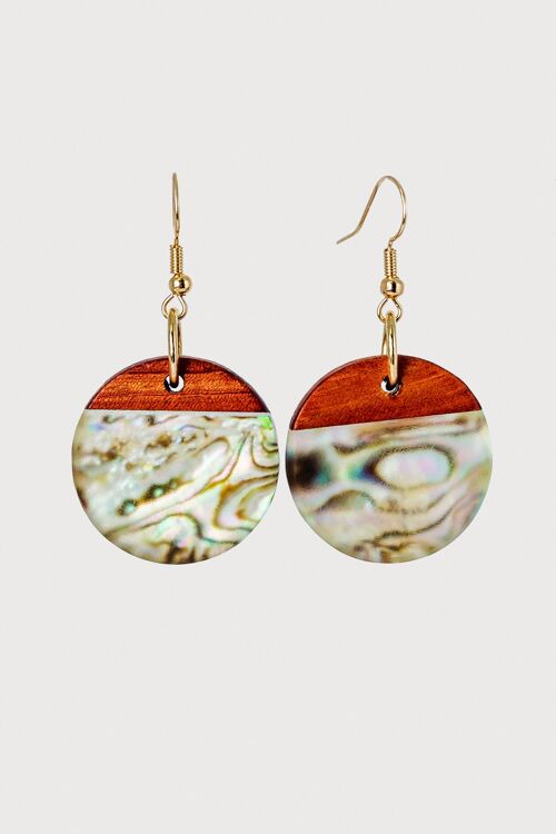 Eden Handcrafted Wood & Abalone Earrings | Drop Earrings
