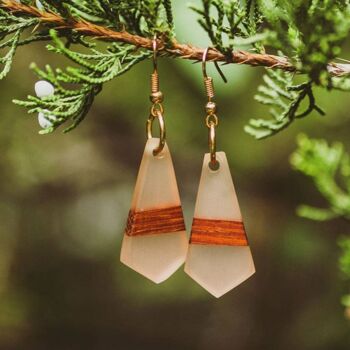 Happy Hour | Boucles d’oreilles en bois et résine fabriquées à la main | Boucles d'oreilles 3