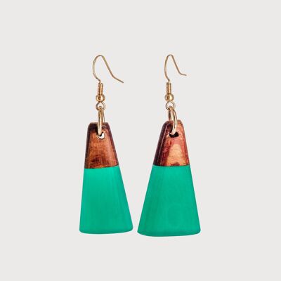 Jade | Handgefertigte Ohrringe aus Holz und Harz | Tropfenohrringe