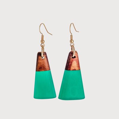 Jade | Pendientes hechos a mano de madera y resina | Pendientes colgantes