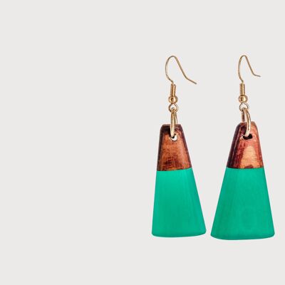 Jade | Handgefertigte Ohrringe aus Holz und Harz | Tropfenohrringe