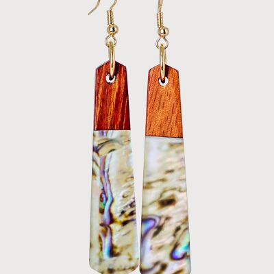 Jamie  - Handcrafted Wood, Resin & Abalone Earrings | Drop Earrings