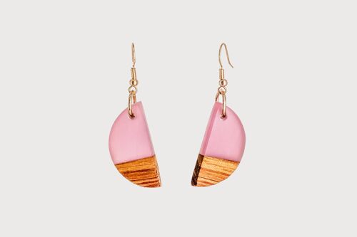 Luna - pink | Handcrafted Wood & Resin Earrings | Drop Earrings