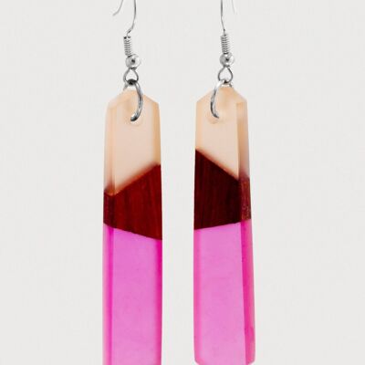 Pink Mist  - Handcrafted Wood & Resin Earrings | Drop Earrings
