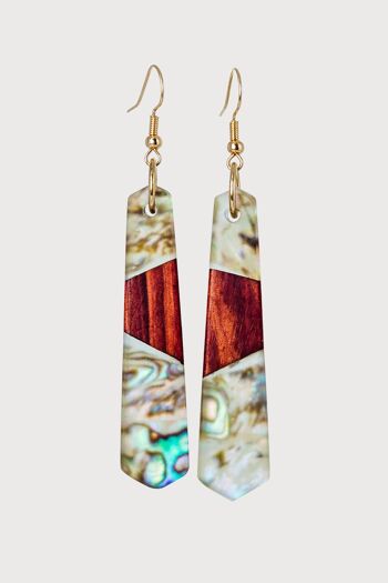 Remi - Boucles d'oreilles en bois et ormeau fabriquées à la main | Boucles d'oreilles 1