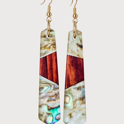 Remi - Orecchini artigianali in legno e abalone | Orecchini pendenti