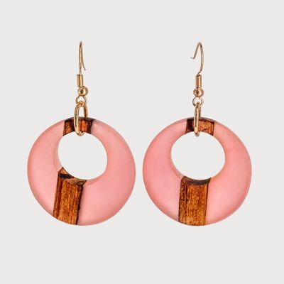 Rosie | Pendientes hechos a mano de madera y resina | Pendientes colgantes