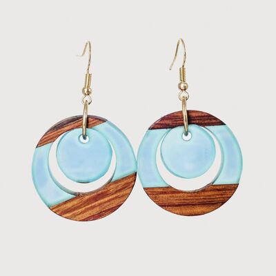 Zoe - Pendientes hechos a mano de madera y resina | Pendientes colgantes