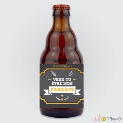 Godfather beer bottle label - Will you be my godfather?