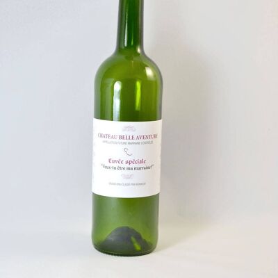 Etiqueta de botella de vino madrina