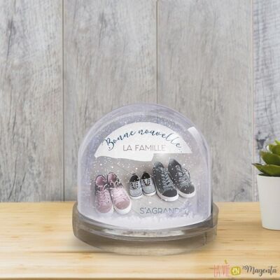 Snow globe - The family is growing - pregnancy announcement