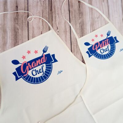 Father son apron - mom-daughter duo of cooks - dad gift idea - child and adult apron