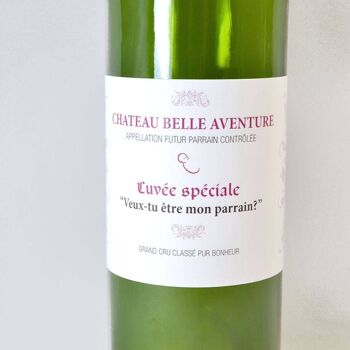 Demande parrain - Etiquette bouteille de vin parrain 2