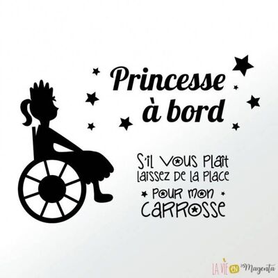 Calcomanías de princesa para coche - niña discapacitada - silla de ruedas