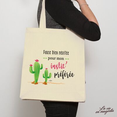 Shopping bag Mistress woman end of year gift - Instit Cactus - teacher gift idea