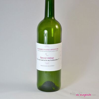 Madrina - Annuncio di gravidanza Etichetta della bottiglia di vino, Bambino, Idee per l'annuncio del padrino, Rivelazione della gravidanza