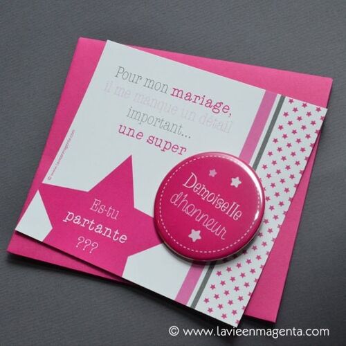 Mariage - Demande de demoiselle d'honneur - carte badge