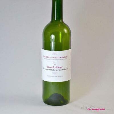 Padrino - Annuncio di gravidanza Etichetta della bottiglia di vino, Bambino, Idee per l'annuncio del padrino, Rivelazione di gravidanza