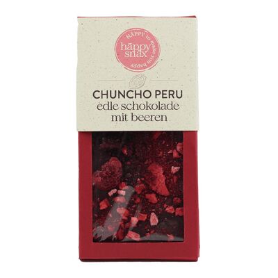 Chuncho Perú: chocolate fino 70% con panela y frutos del bosque liofilizados