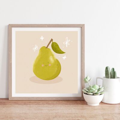 Happy Pear Illustrated Art Print 8X8”