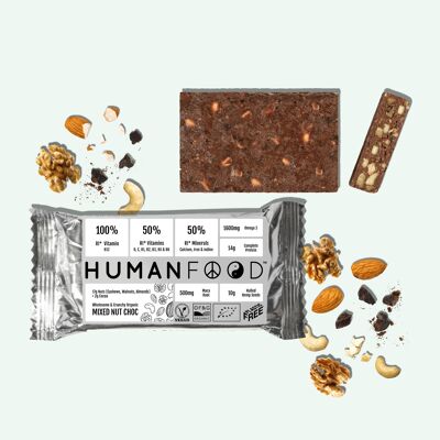 Organic Whole Food Mixed Nut Choc 76g Bar