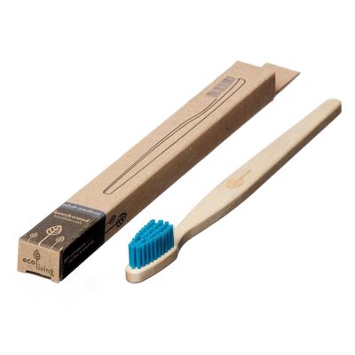 Brosse à dents en bois de hêtre 100% végétal - Fabriqué en Allemagne (FSC 100%) Soies bleues - 40 unités