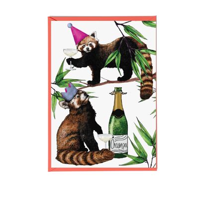 Party Red Panda Greeting Card