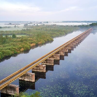 Gelbe Brücke aus dem Himmel, Niederlande - 80x40 - Plexiglas