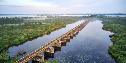 Yellow Bridge From The Sky, Nederland - 90x45 - Plexiglas