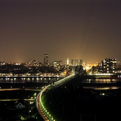 El puente ferroviario, Nijmegen - 60x14 - Plexiglás