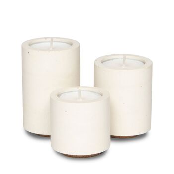 Trio de bougies chauffe-plat - Blanc avec des bougies chauffe-plat en cuir chéri 1