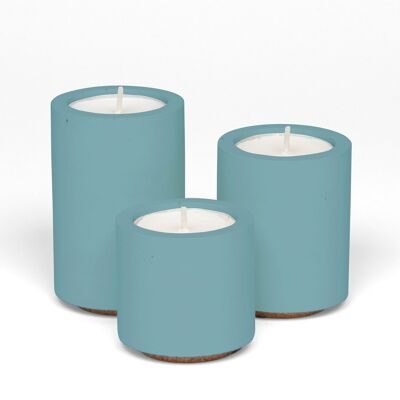 Tealight Trio - Teal with Curious Rose Pepper Tealights