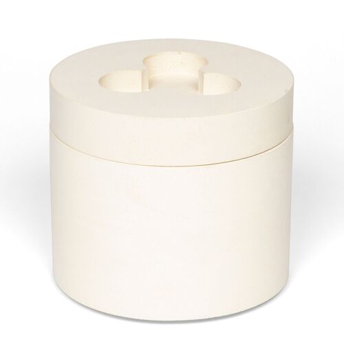 Concrete Pot and 3-wick Candle - White - Sandalwood & Bk Pepper