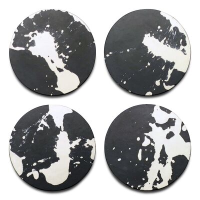 Black/White Splatter Concrete Coasters - set of 4