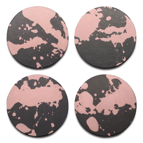 Black/Blush Splatter Concrete Coasters - set of 4