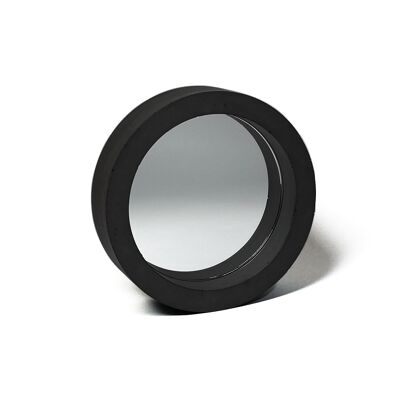 Black Concrete Round Table Mirror