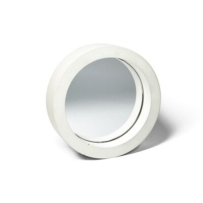 White Concrete Round Table Mirror