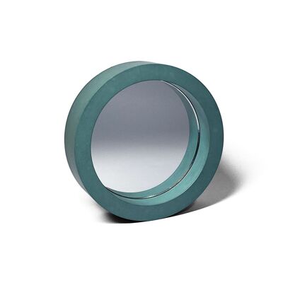 Teal Concrete Round Table Mirror