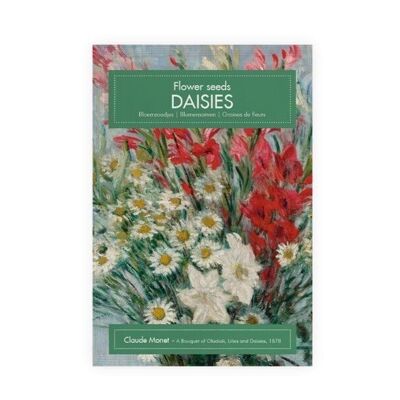 Sachet de graines carte postale, Marguerites, Claude Monet
