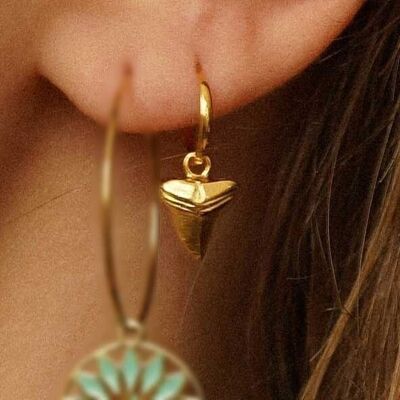 Golden brass earrings fine gold pendant shark tooth ring