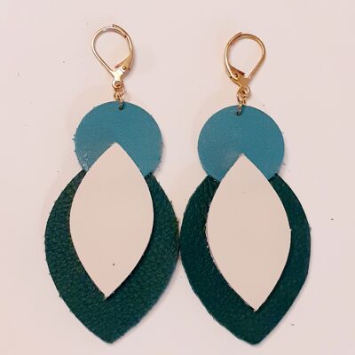 Boucles d'oreilles Bandung en cuir - Vert