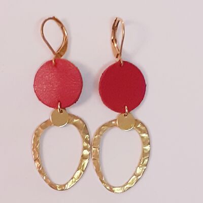 Boucles d'oreilles Bogota en cuir - Rouge