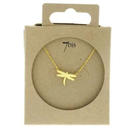 Collier Chaîne Dorée 45 Cm Avec Pendentif Libellule 12x11mm - Acier Inoxydable Hypoallergénique